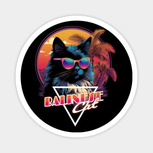 Retro Wave Balinese Cat Miami Shirt Magnet